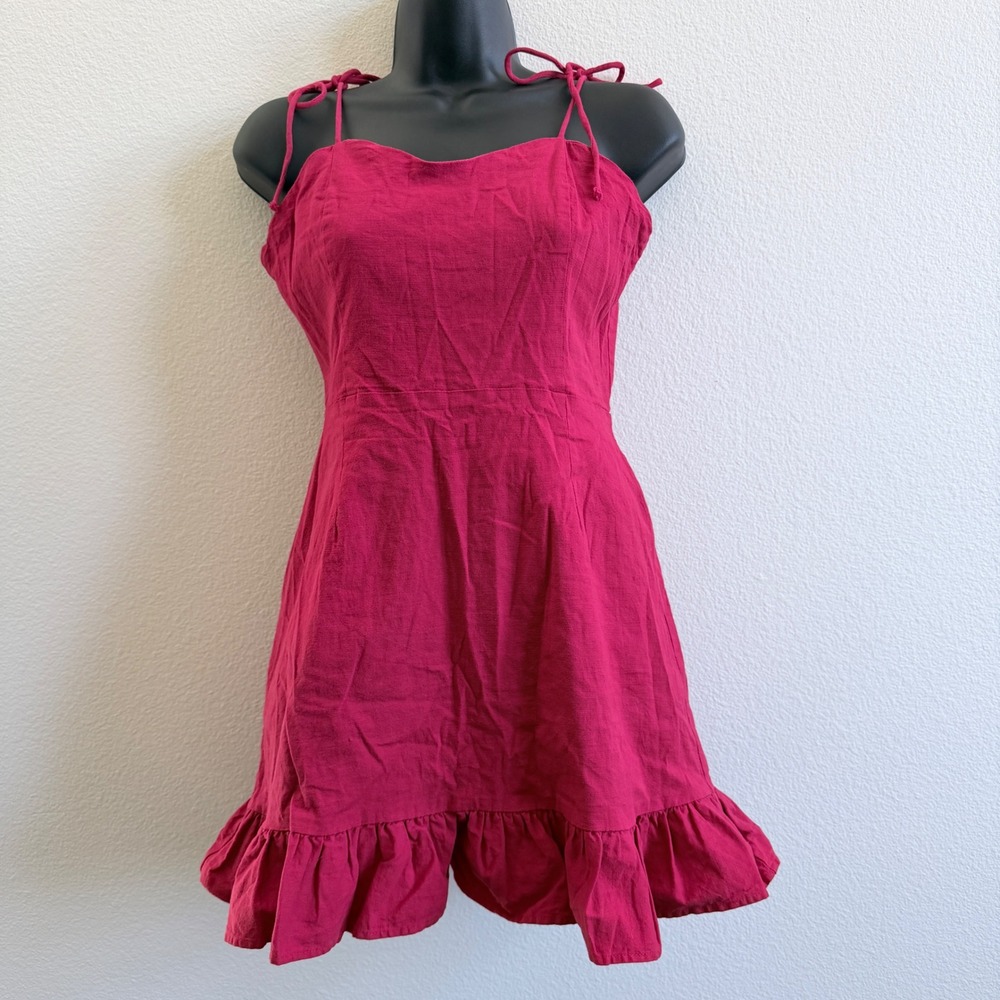 Showpo Red Ruffle Mini Dress US 8‎ Tie Shoulder Sweetheart Neckline